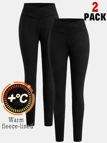 SHEIN 2PCS Teen Girls Leggings - Black - View 1