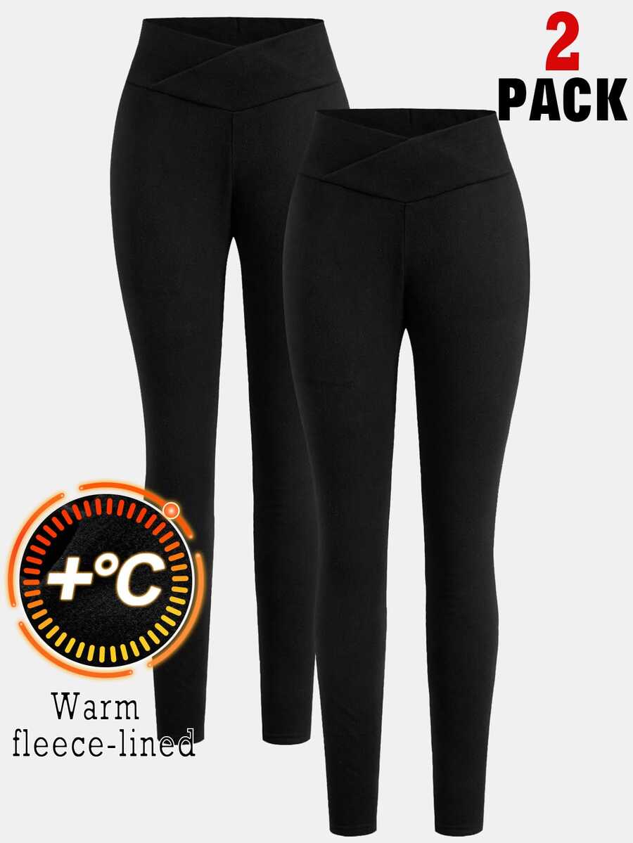 SHEIN 2PCS Teen Girls Leggings - Black - View 1