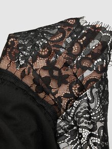 Sweetra Plus Size Women's Lace Patchwork Elegant Waist-Cinching Halter Neck Party Dress - Black - View 6