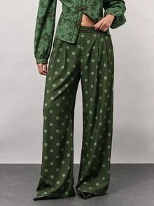 Nöista Women's All-Over Print Long Sleeve Top And Pants Casual Daily Set - Green - View 6