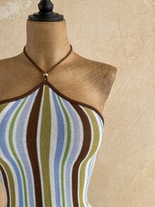 Soleia Women's Striped Casual Fashion Halter Knit Dress - Multicolor - View 6