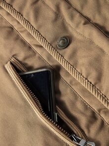 Manfinity Homme Jaket Katun Empuk Berkerudung Panjang Sedang untuk Pria - Khaki - View 6