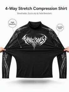 Gym Rark Áo thun thể thao nam tay dài raglan in họa tiết Gothic - màu đen - Xem 3