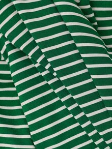 Nöista Long Sleeve Women's Wear Fitted Tee With Stripped Fabric And Contrast Neck With A Front Cut  - Green - View 11