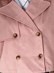 SHEIN EZwear 灰色編織女款長袖雙排扣夾克 辦公室秋季法式優雅 - 粉色 - 查看 6