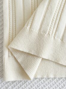 Bộ áo len tay dài cổ bẻ phối màu và quần dệt kim cho bé gái tuổi teen - Màu be - Xem 7