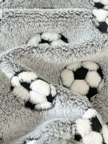 SHEIN 2pcs Tween Boy Soccer Kids Pattern Plush Fabric Loungewear Set Autumn - Grey - View 6