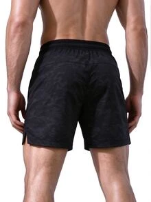Gym Rark Men's Drawstring Waist Casual Versatile Daily Travel Sports Shorts - Black - View 2