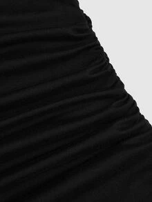 Sweetra Plus Size Women's Lace Patchwork Elegant Waist-Cinching Halter Neck Party Dress - Black - View 4