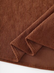 SHEIN Vintage Corduroy Elegant Professional Blazer & Long Skirt Set - Brown - View 3