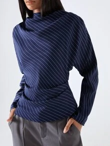 LYSMO Women's Striped Colorblock Long Sleeve Pleated Blouse Office Work Smart Casual Business Casual Winter Outfit For Women - Multicolor - View 6
