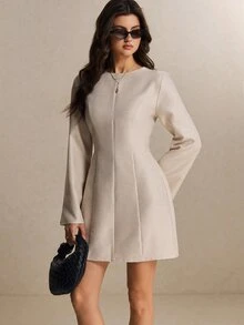 Poéselle Women's Solid Color Casual Daily Summer Short Dress - Apricot - View 7