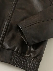 SHEIN Jaket Anak Laki-Laki/Remaja dengan Kerah PU Longgar dan Saku Tempel, Cocok untuk Hari Karier Musim Dingin dan Kembali ke Sekolah. - Coklat - View 6