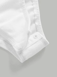 SHEIN Teen Girl Teen Girls Bodysuits & Jumpsuits Autumn/Winter White Long Sleeve Basic Bodysuits & Jumpsuits - White - View 3