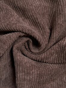 Easowa Celana Panjang Kasual Longgar Wanita Motif Garis-Garis dengan Blok Warna dan Saku - Coklat - View 6