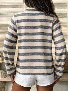 Zayélia Women's Casual Striped Print Long Sleeve Button-Up Shirt - Multicolor - View 2