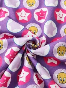 LOONEY TUNES X SHEIN Baby Girl Cartoon Print Jumpsuit - Pink - View 9