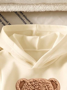 SHEIN Explorewe 女童卡通圖案長袖運動衫與長褲休閒日常套裝 - 白色 - 查看 7