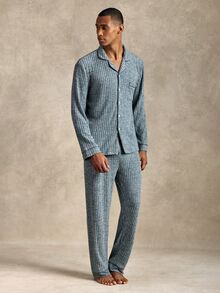 EverLounge Men's Single-Breasted Long Sleeve Top And Pants Casual Daily Homewear Set - Multicolor - View 5