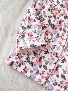 SHEIN Babygirl Cute Autumn/Winter Floral Thermal Lined Versatile Hooded Jacket - Pink - View 3