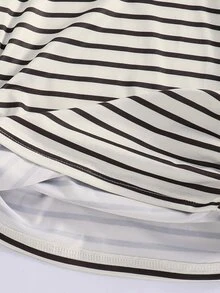 SHEIN 青少年女孩條紋拼接配色長袖收腰運動衫 - 彩色 - 查看 6
