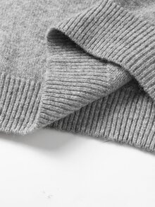 Easura Plus Size Women's Colorblock Casual Daily Long Sleeve Sweater - Grey - View 10