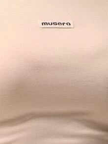 MUSERA ESSENTIALS Embroidered Logo Fitted Crewneck Short Sleeve Top Winter Fall Cute Everyday Autumn Basics Essentials - White - View 6
