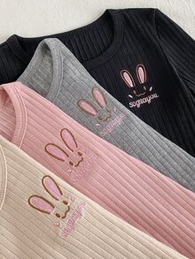 SHEIN 4 قطع تي شيرتات للفتيات الصغيرات - متعدد الألوان - مشاهدة 8