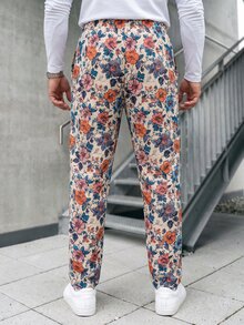 Manfinity CasualCool 1件男士成熟休閒長褲，提花布料，通勤百搭時尚舒適，男友禮物、丈夫禮物、週年紀念禮物 - 彩色 - 查看 3