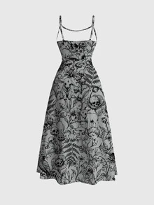 ROMWE [Peiyi]Dark Mysterious Gothic Sexy Low Cut Bodycon Mermaid Tail Women's Dress - Grey - View 2