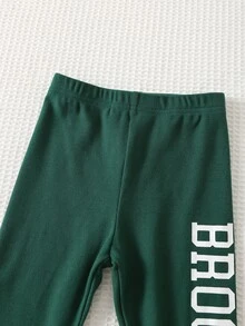 SHEIN 女童休閒舒適百搭印花圓領衛衣與長褲套裝 - 彩色 - 查看 5