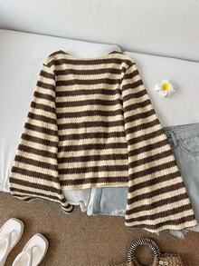 SHEIN LUNE 2件組女款條紋前綁帶長袖休閒上衣 - 彩色 - 查看 10