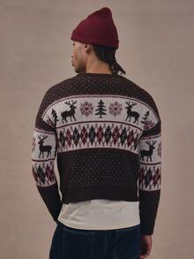 Musero Oversized Drop Shoulder Polka Intarsia Knit Brushed Sweater Autum Winter Christmas Essentials - Multicolor - View 4