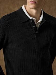 Manfinity CasualKnits Old Money 男士時尚半開襟鈕扣長袖針織衫，秋冬中性風情侶穿搭，最佳節日禮物 - 彩色 - 查看 6