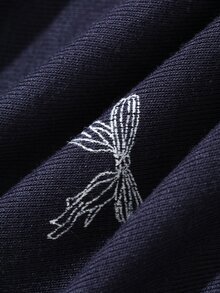 Hapijoa 波點寬鬆T恤上衣 + 直筒長褲套裝，適合年輕女孩的秋季居家休閒服 - 藏蓝色 - 查看 9