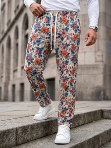 Manfinity CasualCool 1件男士成熟休閒長褲，提花布料，通勤百搭時尚舒適，男友禮物、丈夫禮物、週年紀念禮物 - 彩色 - 查看 2