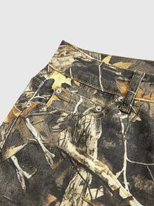 ROMWE Goth Women's Y2K Winter Versatile Wing Rhinestone Embroidered Sexy Camouflage Hot Girl Jeans - Green - View 3