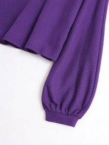 QUELARIE Áo kiểu cổ chữ V dáng rộng thoải mái size lớn cho mùa thu - Màu tím - Xem 5