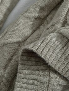 Sunspun Plus Size Women's Lace Patchwork Casual Versatile Daily Wear Hooded Sweater - Grey - View 8