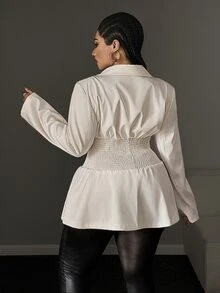 Maweii Plus Size Women's Solid Color Casual Commute Blazer - White - View 2