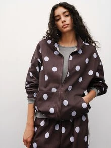 Maija Women's Polka Dot Zipper Casual Versatile Long Sleeve Jacket - Multicolor - View 7