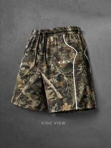 Gym Rark Men's Branch Print Drawstring Waist Casual Sports Shorts - Black - View 3