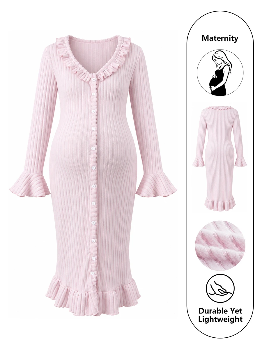 Moonlight&Mama Đồ mặc nhà bầu mềm mại & thoải mái cho nhà, phòng ngủ và ngoài trời - Hồng - Xem 1