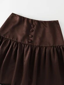 LUMIGAL Women's V-Neck Ruffle Long Sleeve Top And Skirt Casual Set - Brown - View 7
