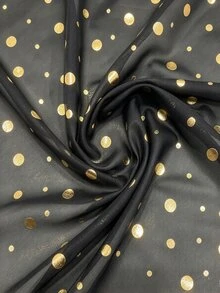 Velvienne Plus Size Off-Shoulder Gold Foil Bodycon Slimming Party Dress - Black - View 6