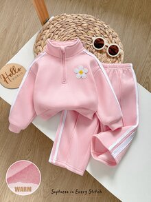 Cozy Pixies 女嬰花卉印花長袖衛衣與長褲休閒日常套裝 - 彩色 - 查看 1