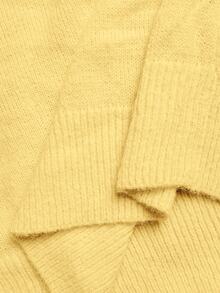 SHEIN BASICS 女款休閒百搭米白色圓領長袖針織毛衣，秋季女裝，適合上班、日常、居家、辦公室穿搭 - 淡黃色 - 查看 10