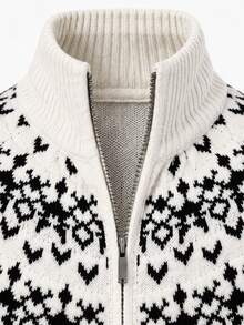 Manfinity Homme Men's Jacquard Zipper Long Sleeve Knit Cardigan - Multicolor - View 6