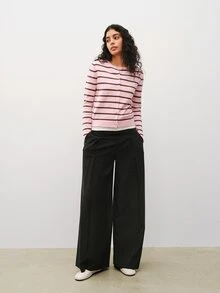 Maija Women's Striped Casual Versatile Everyday Cardigan ,Going Out Outfits, Work Outfits For Women - Pink - View 2