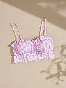 Lullawish Women's Plaid Pleated Casual Everyday Spaghetti Strap Bra - Multicolor - View 1